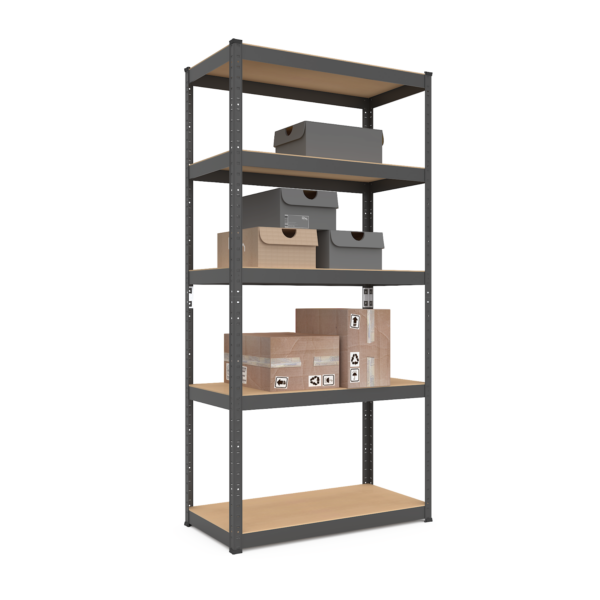 Schwerlastregal, 180x70x30 cm, Max. Tragfähigkeit 875kg, 5 MDF-Böden, schwarz – Bild 6