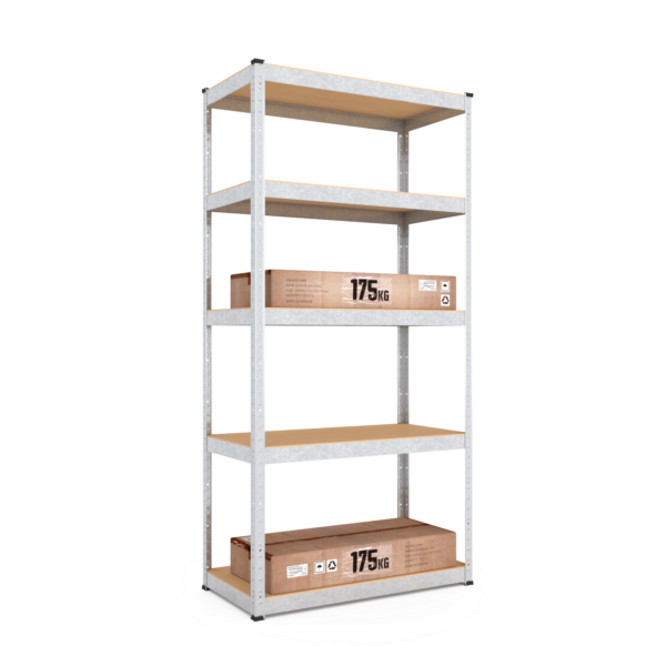 Schwerlastregal, 180x70x30 cm, Max. Tragfähigkeit 875kg, 5 MDF-Böden, verzinkt