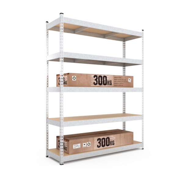 Schwerlastregal, 216x120x50cm, Fachlast 1500kg, 5 MDF-Böden, verzinkt