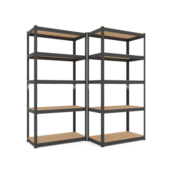 Schwerlastregal, 180x70x30cm 2er-Set, Max. Tragfähigkeit 875 kg, 5 MDF-Böden, schwarz