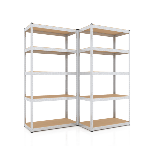 Schwerlastregal, 180x70x30 cm 2er-Set, Max. Tragfähigkeit 875 kg, 5 MDF-Böden, verzinkt