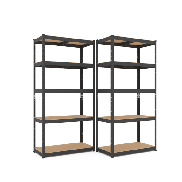 Schwerlastregal, 180x90x40 cm 2er-Set, Max. Tragfähigkeit 875kg, 5 MDF-Böden, schwarz
