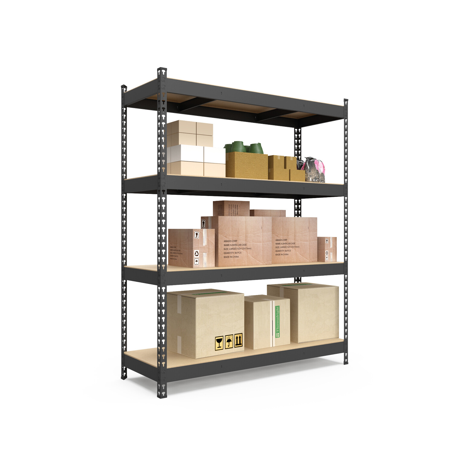 Schwerlastregal, 180x160x60cm, Fachlast 1200kg, 4 MDF-Böden, schwarz 2 Schwerlastregal 180x180x60cm 1200kg 4 MDF-Boden Anthrazit