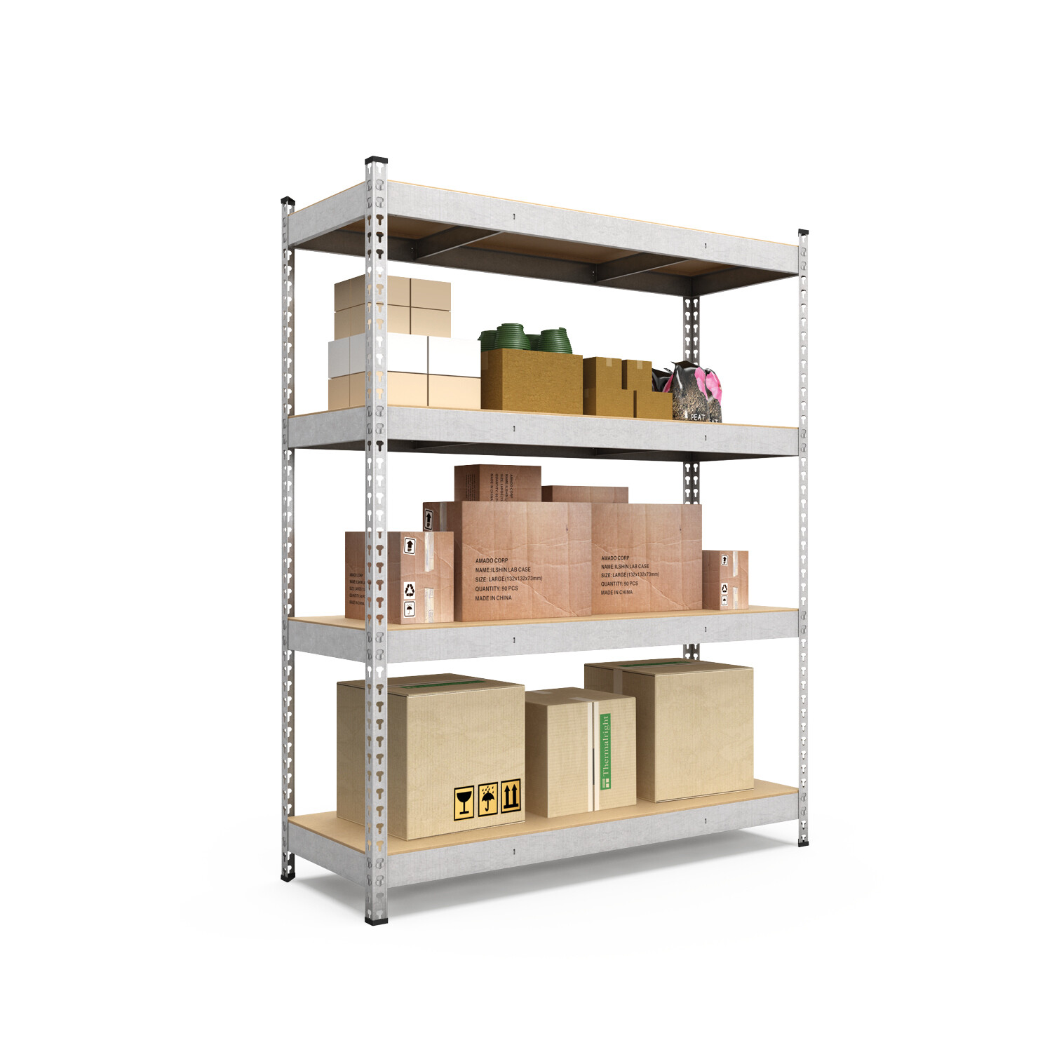 Schwerlastregal, 180x160x50cm, Fachlast 1200kg, 4 MDF-Böden, verzinkt 3 Schwerlastregal 180x180x50cm 1200kg 4 MDF Verzinkt