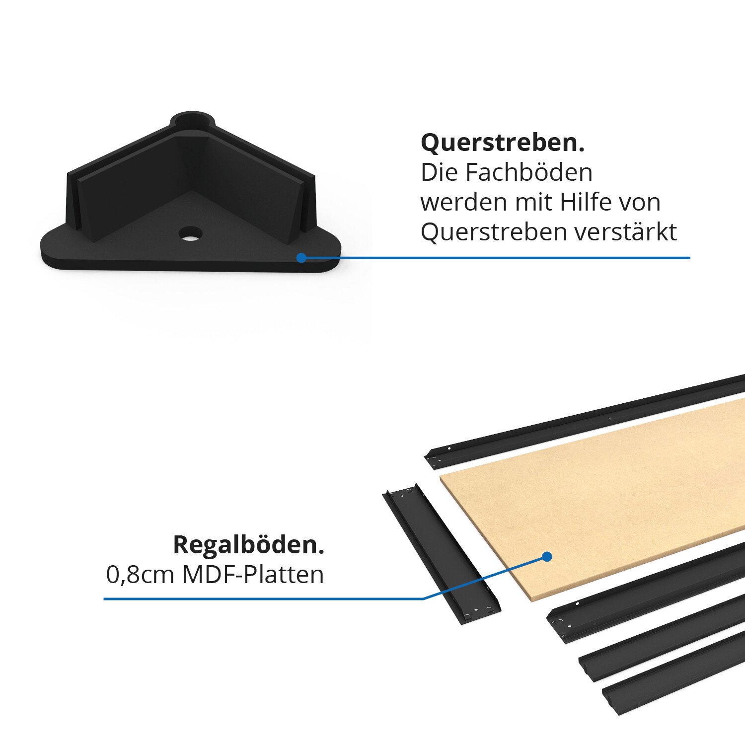 Schwerlastregal, 180x160x60cm, Fachlast 1200kg, 4 MDF-Böden, schwarz 4 Schwerlastregal 180x180x60cm 1200kg 4 MDF-Böden Anthrazit