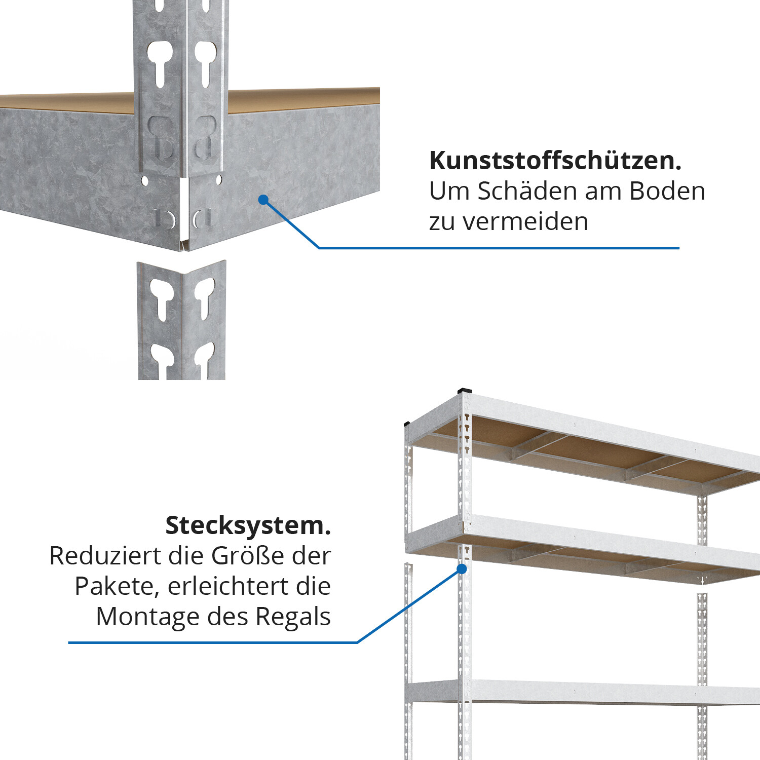 Schwerlastregal, 180x160x50cm, Fachlast 1200kg, 4 MDF-Böden, verzinkt 5 Schwerlastregal 180x180x50cm Titan 1200kg 4 MDF-Böden Verzinkt