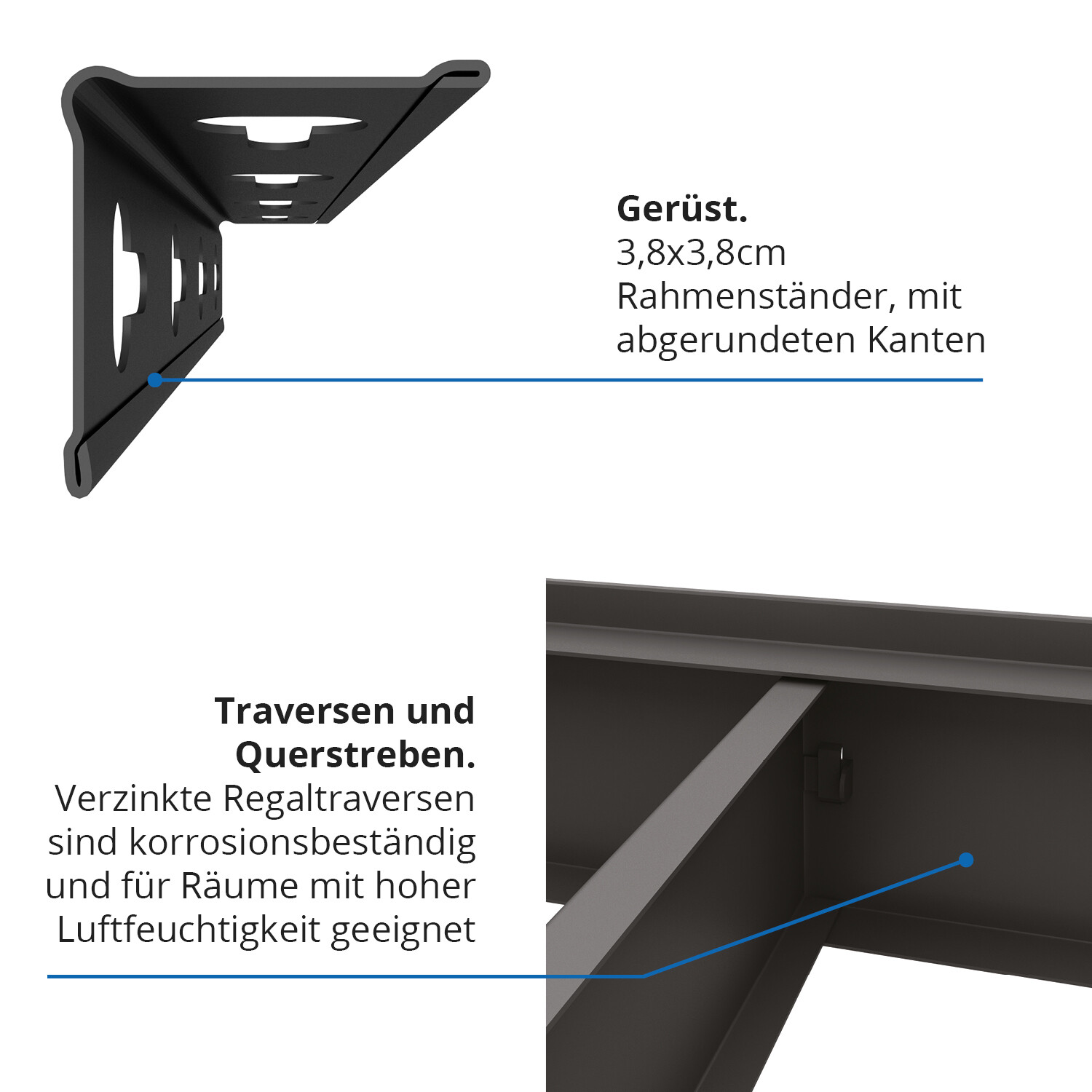 Schwerlastregal, 180x160x60cm, Fachlast 1200kg, 4 MDF-Böden, schwarz 7 Schwerlastregal 180x180x60cm 1200kg 4 MDF-Böden Anthrazit