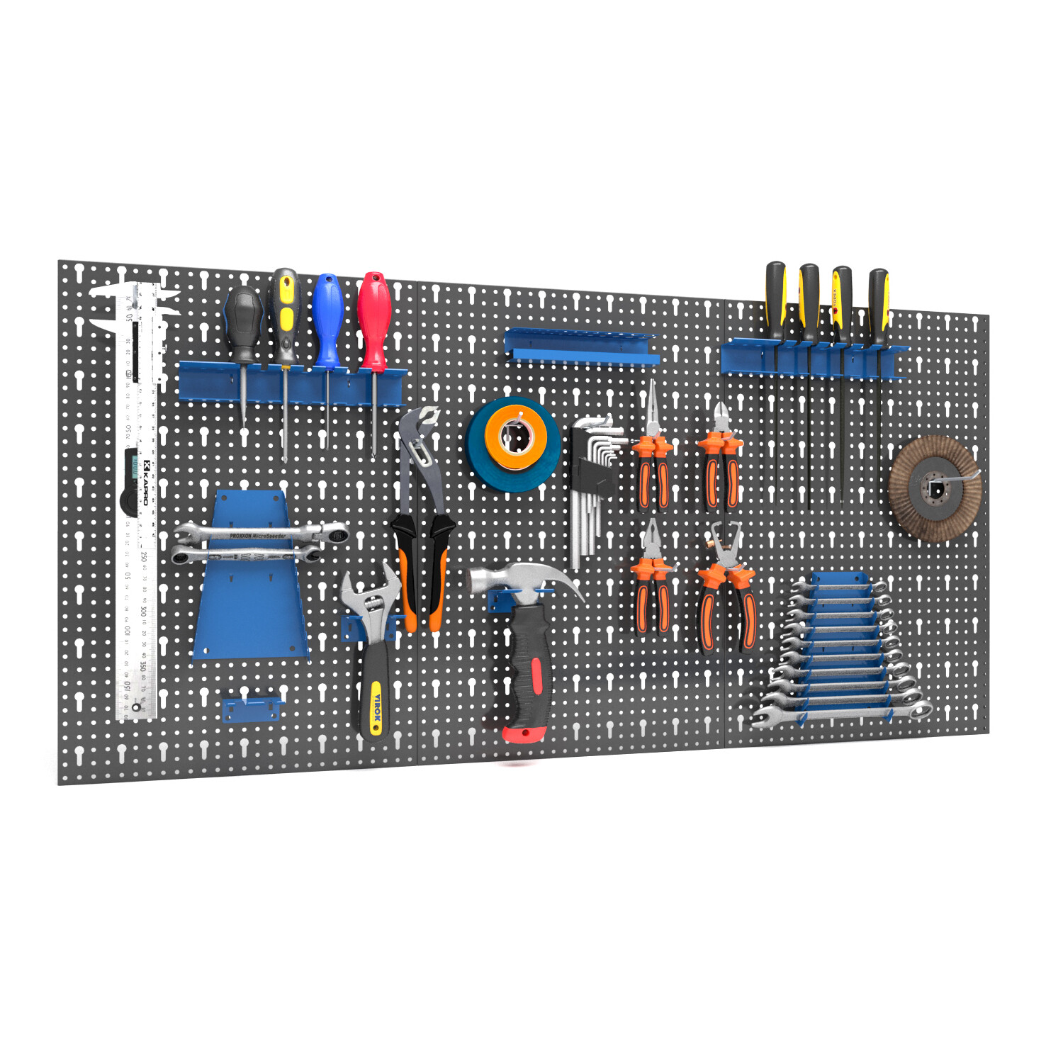 Werkzeugwand 575x1215x1,5cm 17-teiliges Halterungen Blau Montagematerial