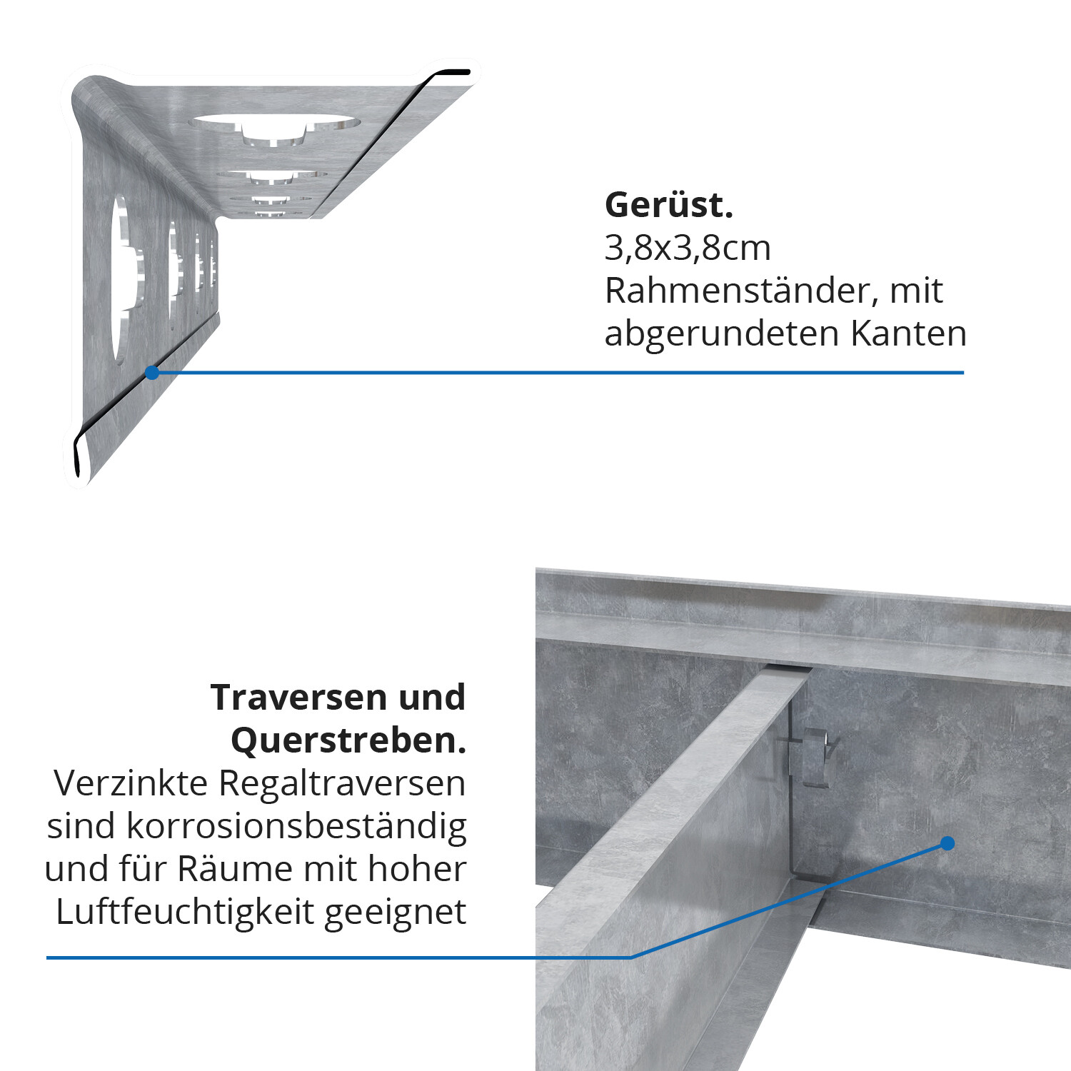 Schwerlastregal, 180x180x50cm, Fachlast 1200kg, 4 MDF-Böden, verzinkt 7 Schwerlastregal 180x180x50cm Titan 1200kg 4 MDF-Böden Verzinkt