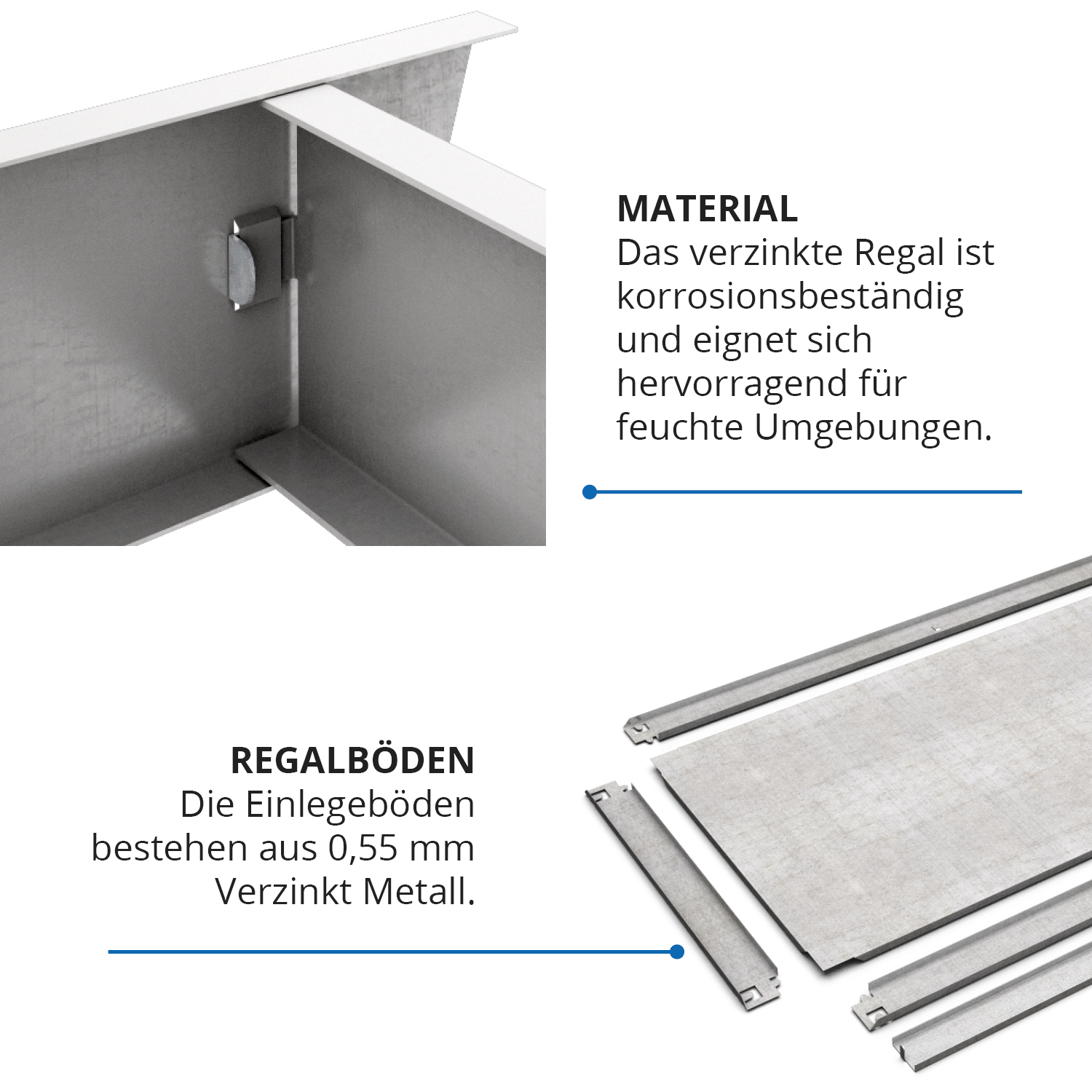 Schwerlastregal, 180x80x40 cm, Max. Tragfähigkeit 875kg, 5 Metall-Böden, verzinkt 4 Schwerlastregal, 180x80x40 cm, Max. Tragfähigkeit 875kg, 5 Metall-Böden, verzinkt – Bild 4