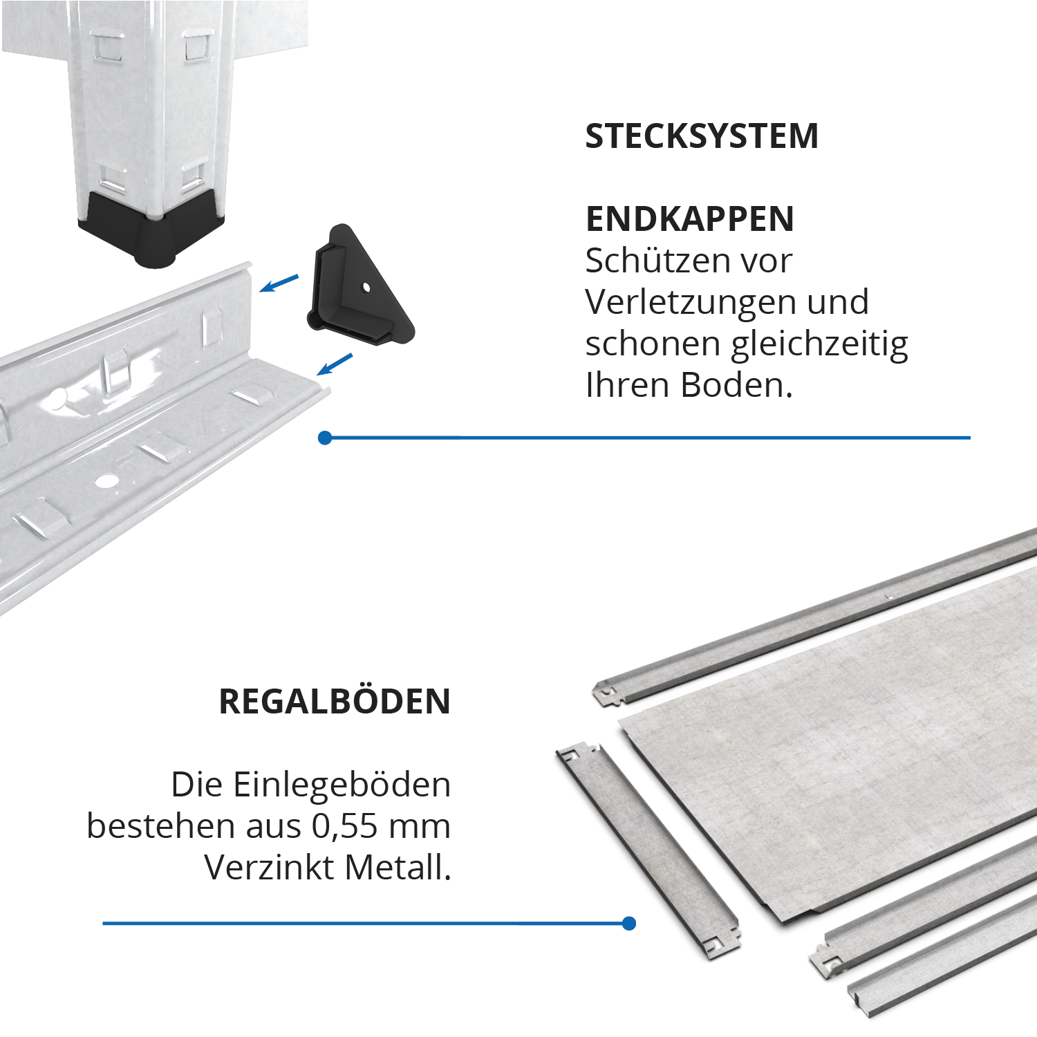 Schwerlastregal, 180x80x40 cm, Max. Tragfähigkeit 875kg, 5 Metall-Böden, verzinkt 5 Schwerlastregal, 180x80x40 cm, Max. Tragfähigkeit 875kg, 5 Metall-Böden, verzinkt – Bild 5