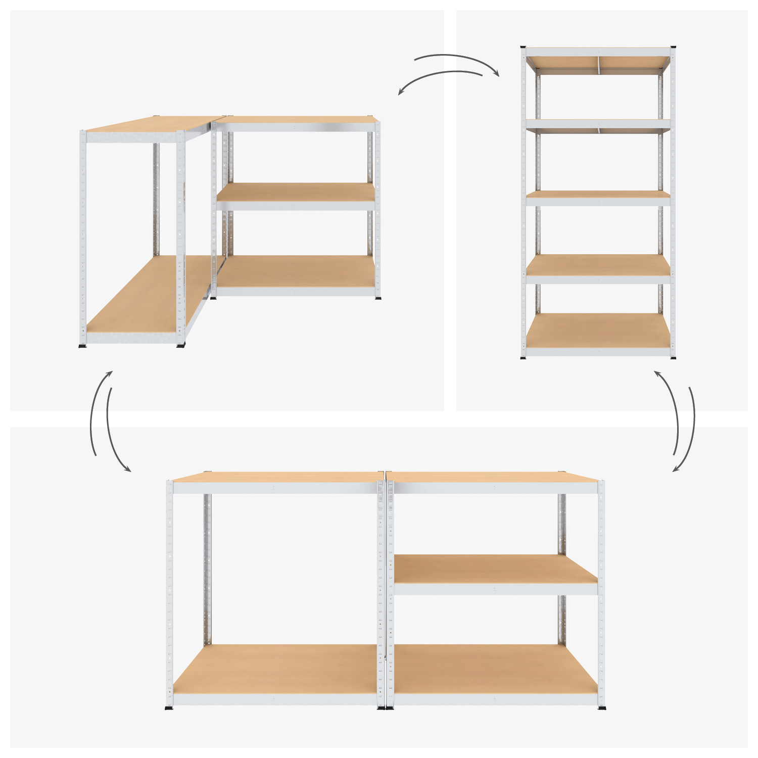 Schwerlastregal, 180x80x40 cm, Max. Tragfähigkeit 875kg, 5 MDF-Böden, verzinkt 8 Schwerlastregal, 180x80x40 cm, Max. Tragfähigkeit 875kg, 5 MDF-Böden, verzinkt – Bild 8