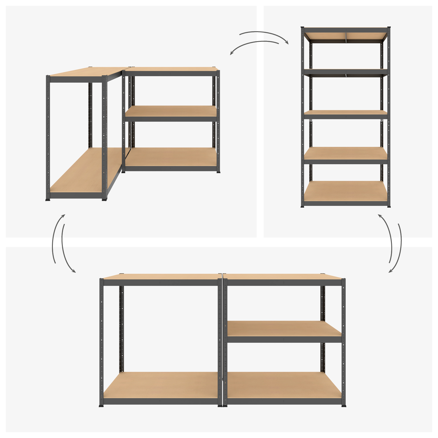 Schwerlastregal, 180x80x40cm 2er-Set, Max. Tragfähigkeit 875kg, 5 MDF-Böden, verzinkt 8 Schwerlastregal, 180x80x40cm 2er-Set, Max. Tragfähigkeit 875kg, 5 MDF-Böden, verzinkt – Bild 8